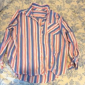 Crown & Ivy Blue and Pink Striped Shirt